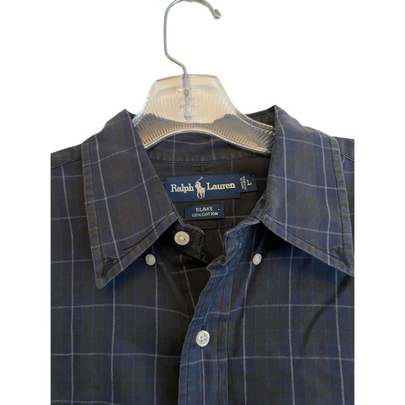 Vintage Polo Ralph Lauren Size Large Blake Blue‎ Plaid Long Sleeve Button Shirt - Picture 3 of 5